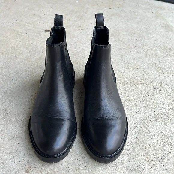 Steve Madden Womens Leopold Black Leather Round Toe Chelsea Boots Shoes Size 6 - Picture 3 of 5
